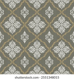 Damask refers to woven fabric with floral or geometric patterns created from a special weave that creates a distinctive pattern on the fabric. This weaving uses a technique of using multi-colored yarn