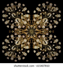 Damask repeating background. Antique repeatable wallpaper. Element on golden background. Golden golden floral ornament in baroque style.