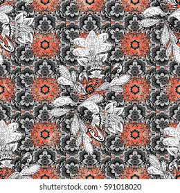 Damask repeating background. Golden floral ornament in baroque style. Antique white repeatable wallpaper. Golden element on background.