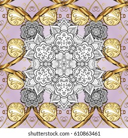 Damask repeating background. Golden floral ornament in baroque style. Antique golden repeatable wallpaper. Golden element on background.