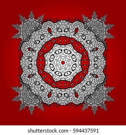 Damask repeating background. Red and white floral ornament in baroque style. Antique repeatable wallpaper. Doodles element on red and white background.