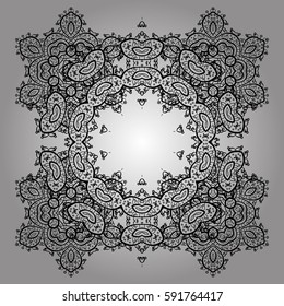 Damask repeating background. White floral ornament in baroque style. Antique repeatable wallpaper. Doodles element on white background.