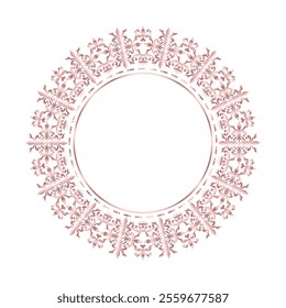 Damask Rose Gold Round patterned border,  pattern with place for text, Floral frame, Ornament for decoration of cards and invitations, Circular arabic pattern, Round baroque ornament, Vintage frame