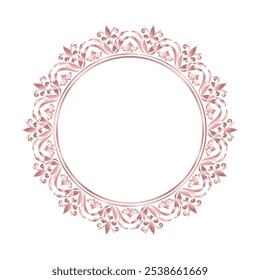 Damask Rose Gold Round Wreath circular round ornament floral Abstract pattern, Classic Victorian traditional style, illustration Vintage Design, Floral frames, Mandala, Antique, Moroccan frame