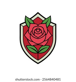damask rose leaf logo vector 