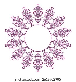 Damask Round Wreath circular ornament floral Abstract pattern, Classic Victorian traditional style, illustration Vintage Design, Flower baroque frames, Luxury  Mandala border, Antique, Moroccan frame