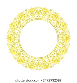 Damask Round Wreath Gold circular round ornament floral Abstract pattern, Elegant Classic Victorian traditional style, illustration Vintage Design, Floral frames, Mandala, Antique, Moroccan frame