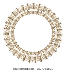 Damask Round Wreath gold circular round ornament floral Abstract pattern, Classic Victorian traditional style, illustration Vintage Design, Floral frames, Mandala, Antique, Moroccan frame