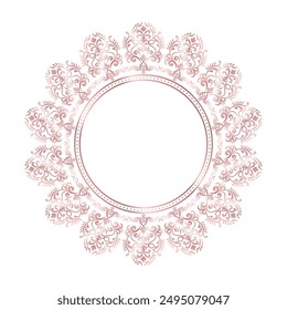 Damask Round Wreath rose gold circular round ornament floral Abstract pattern, Classic Victorian traditional style, illustration Vintage Design, Vintage Floral frames, Mandala, Antique, Moroccan frame