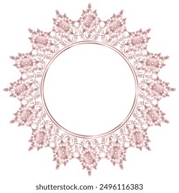 Damask Round Wreath rose gold circular ornament flower Abstract pattern, Classical Victorian traditional style, illustration Vintage Design, Floral frames, Mandala border, Antique, Moroccan frame