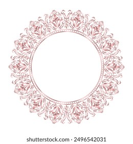 Damask Round Wreath rose gold circular ornament flower Abstract pattern, Classic Victorian traditional style, illustration Vintage Design, Floral frames, Mandala border, Antique, Moroccan frame