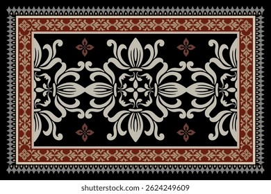 Damask rug pattern. Capet design. Rug pattern texture,carpet pattern floral.motif,grometric. Rug design elegance, decor living dining room,bedroom. Damask floral pattern.Woven carpet illustration.