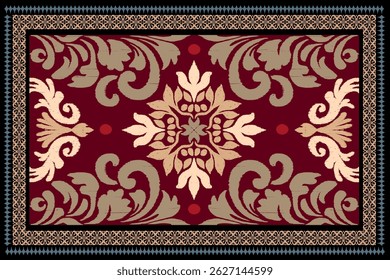 Damask rug pattern, carpet design. rug pattern Boho tribal texture,carpet pattern floral.motif,grometric. Rug design elegance, decor living dining room,bedroom. Woven carpet illustration.damask floral