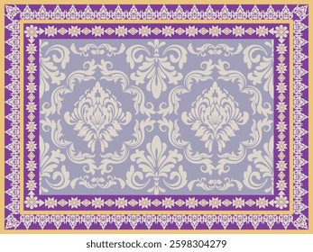Damask rugs feature classic patterns consisting of floral, leafy or geometric patterns woven or printed onto a fabric background. They are popular for traditional and formal interior design.