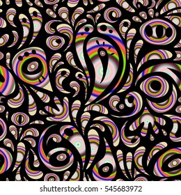 Damask seamless background pattern with abstract doodles. Vector illustration.