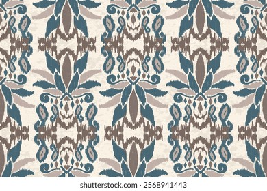 Damask seamless background vector illustration. Ikat floral embroidery traditional. Aztec style, baroque, hand-drawn pattern. Design for texture, fabric, clothing, wrapping, decoration, print,scarf