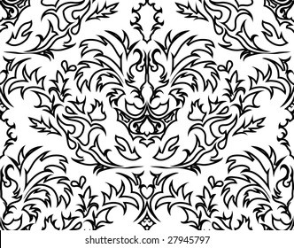 Damask seamless background for yours design use. For easy making seamless pattern just drag all group into swatches bar, and use it for filling any contours.