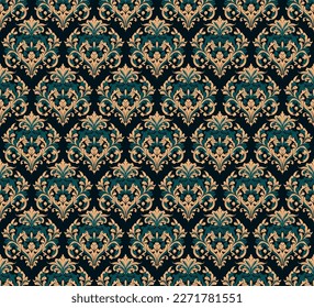 Damask seamless baroque ornament. Ornate pattern element for design in Victorian style. It can be used for decorating of wedding invitations, greeting cards.
Vector illustration.