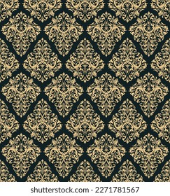 Damask seamless baroque ornament. Ornate pattern element for design in Victorian style. It can be used for decorating of wedding invitations, greeting cards.
Vector illustration.