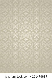 Damask seamless beige with gold and silver pattern for design background, royal design element. Vector pattern Illustration 
