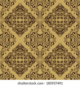 Damask seamless beige Wallpaper.