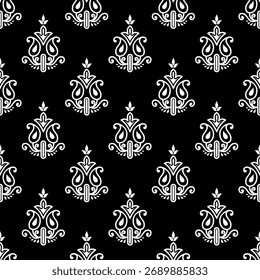 Damask seamless black and white vector wallpaper and pattern design 