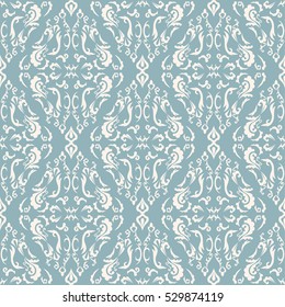 Damask seamless classic pattern. Vintage Baroque delicate vector background. Classic damask ornament for wallpapers, textile, fabric, wrapping, wedding invitation. Exquisite floral baroque template