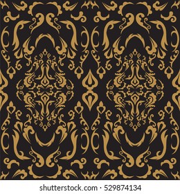 Damask seamless classic pattern. Vintage Baroque delicate vector background. Classic damask ornament for wallpapers, textile, fabric, wrapping, wedding invitation. Exquisite floral baroque template