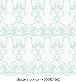 Damask seamless classic pattern. Vintage Baroque delicate vector background. Classic damask ornament for wallpapers, textile, fabric, wrapping, wedding invitation. Exquisite floral baroque template