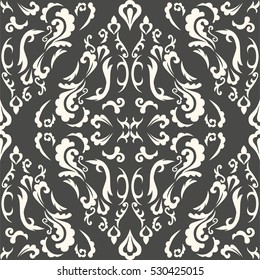 Damask seamless classic pattern. Vintage Baroque delicate vector background. Classic damask ornament for wallpapers, textile, fabric, wrapping, wedding invitation. Exquisite floral baroque template