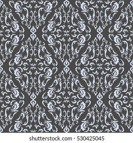 Damask seamless classic pattern. Vintage Baroque delicate vector background. Classic damask ornament for wallpapers, textile, fabric, wrapping, wedding invitation. Exquisite floral baroque template