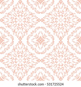 Damask seamless classic pattern. Vintage Baroque delicate vector background. Classic damask ornament for wallpapers, textile, fabric, wrapping, wedding invitation. Exquisite floral baroque template