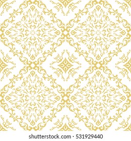 Damask seamless classic pattern. Vintage Baroque delicate vector background. Classic damask ornament for wallpapers, textile, fabric, wrapping, wedding invitation. Exquisite floral baroque template