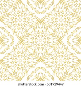 Damask seamless classic pattern. Vintage Baroque delicate vector background. Classic damask ornament for wallpapers, textile, fabric, wrapping, wedding invitation. Exquisite floral baroque template