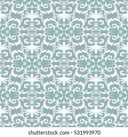 Damask seamless classic pattern. Vintage Baroque delicate vector background. Classic damask ornament for wallpapers, textile, fabric, wrapping, wedding invitation. Exquisite floral baroque template..