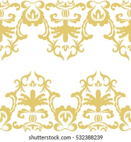 Damask seamless classic pattern. Vintage Baroque delicate vector background. Classic damask ornament for wallpapers, textile, fabric, wrapping, wedding invitation. Exquisite floral baroque template