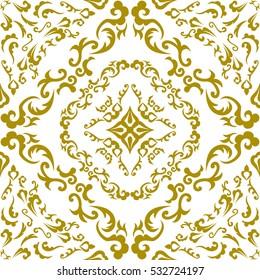 Damask seamless classic pattern. Vintage Baroque delicate vector background. Classic damask ornament for wallpapers, textile, fabric, wrapping, wedding invitation. Exquisite floral baroque template.