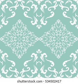 Damask seamless classic pattern. Vintage Baroque delicate background. Classic damask ornament for wallpapers, textile, fabric, wrapping, wedding invitation. Exquisite floral baroque template..