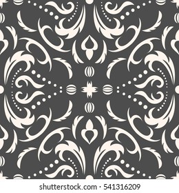 Damask seamless classic pattern. Vintage Baroque delicate background. Classic damask ornament for wallpapers, textile, fabric, wrapping, wedding invitation. Exquisite floral baroque template..