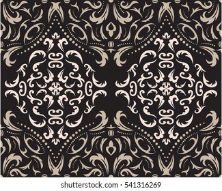 Damask seamless classic pattern. Vintage Baroque delicate background. Classic damask ornament for wallpapers, textile, fabric, wrapping, wedding invitation. Exquisite floral baroque template..