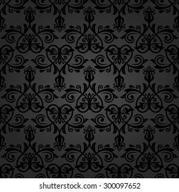 Damask seamless dark ornament. Fine vector traditional oriental pattern.