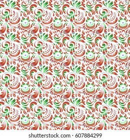 Damask seamless doodle pattern. Vector illustration.