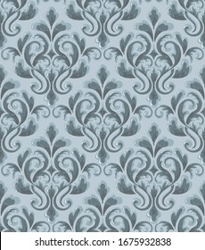 Damask seamless emboss pattern background. Vector classical luxury old damask ornament, royal victorian seamless texture for wallpapers, textile, wrapping. Vintage exquisite floral baroque template.