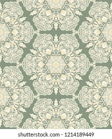 Damask seamless floral background pattern. Hand drawn pattern in turkish style. Islam, Arabic, Indian, ottoman motif. Vector illustration