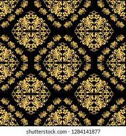 Damask seamless floral background pattern. Vector illustration.