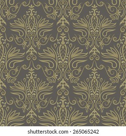 Damask seamless floral background pattern. Vector illustration