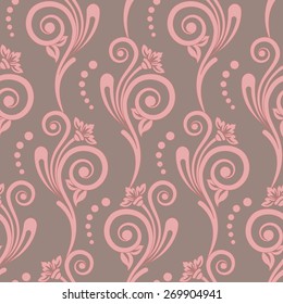 Damask seamless floral background pattern. Vector illustration