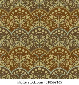 Damask seamless floral background pattern. Vector illustration