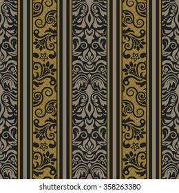 Damask seamless floral background pattern. Vector illustration