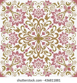 Damask seamless floral background pattern. Vector illustration